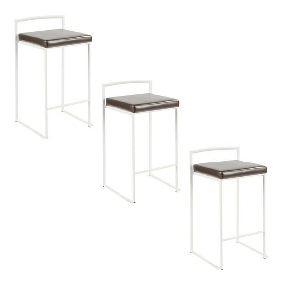 LumiSource Fuji Stacker 26" Fixed-Height Counter Stool - Set of 3