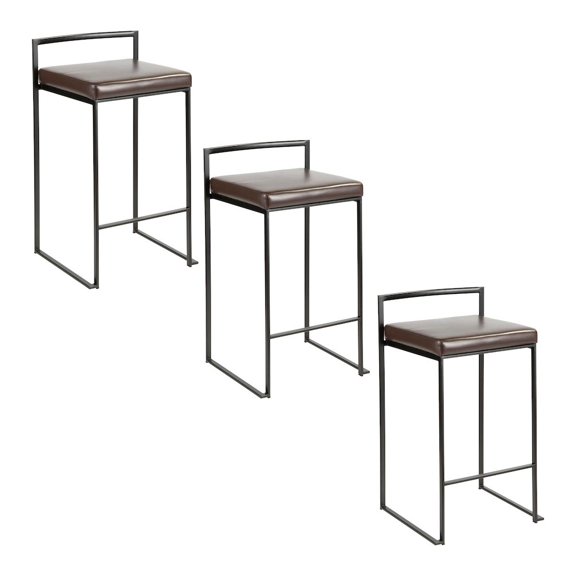 LumiSource Fuji Stacker 26" Fixed-Height Counter Stool - Set of 3