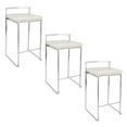 thumbnail image 1 of Fuji Stacker Counter Stools for Kitchen Counter in Stainless Steel, Counter Height Chairs, Bar Stools Set of 3, Counter Height Stools Set of 3, Bar Stools For Kitchen Island (White Faux Leather), 1 of 9