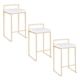 thumbnail image 1 of Fuji Stacker Counter Stools for Kitchen Counter in Gold Metal, Counter Height Chairs, Bar Stools Set of 2, Counter Height Chairs, Bar Stools For Kitchen Island (White Velvet), 1 of 6