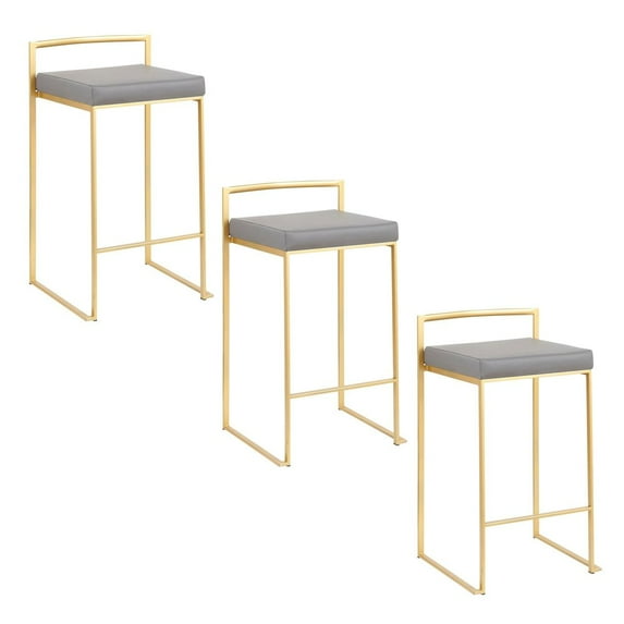 LumiSource Fuji Stacker 26" Fixed-Height Counter Stool - Set of 3