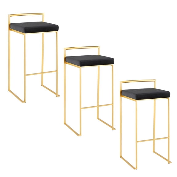 LumiSource Fuji Stacker 30" Fixed-Height Barstool - Set of 3