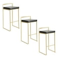 thumbnail image 1 of Fuji Stacker Fixed Height Barstool Set of 3 Gold, Bar Chairs Set of 3, Gold Bar Stools, Bar Stools Set of 3 Tall (Black Faux Leather), 1 of 6