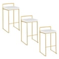 thumbnail image 1 of Fuji Stacker Fixed Height Barstool Set of 3 Gold, Bar Chairs Set of 3, Gold Bar Stools, Bar Stools Set of 3 Tall (White Velvet), 1 of 6