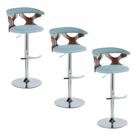 Gardenia Adjustable Bar Stools Set of 3, Chrome Bar Stools, Bar Chairs, Swivel Bar Stools Set of 3, Bar Height Stools, Bar Stools for Kitchen Counter (Teal)