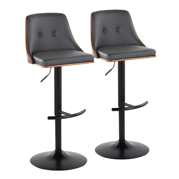 Gianna Adjustable Bar Stool, Chrome Bar Stools, Bar Chairs, Swivel Bar Stools, Bar Stools Set of 2 (Grey)
