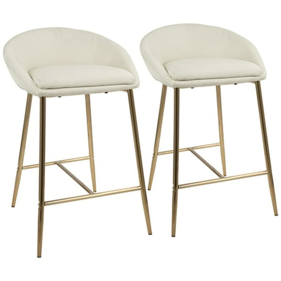 LumiSource Gold, Cream Fabric Matisse Counter Stool - Set of 2