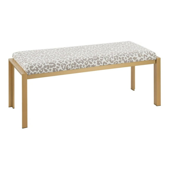 LumiSource Gold, Grey Leopard Fabric Fuji Bench