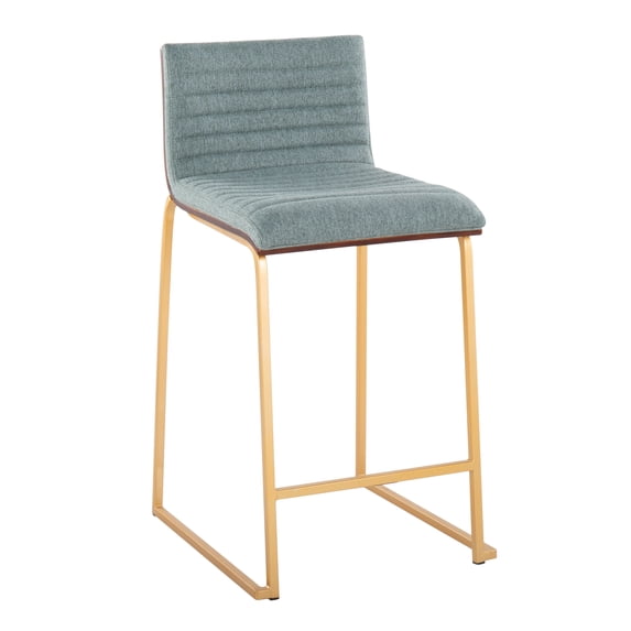 Silver Orchid Magda 26" Fixed-Height Upholstered Counter Stool (Set of 2) Green Fabric/Gold Metal
