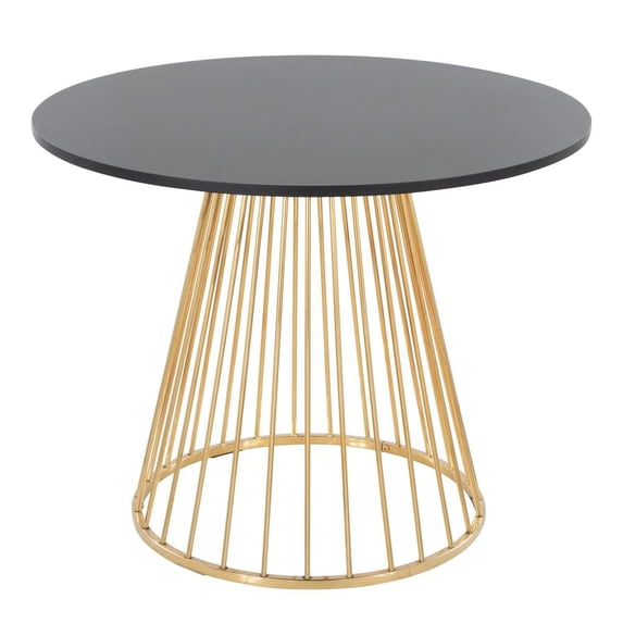 Canary Cosmo Gold Dining Table, Dining Height Table, Small Dining Table for 4, Round Dinette Table, Gold Kitchen Table (Black MDF)
