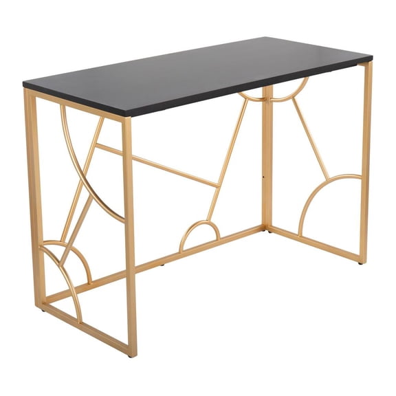 LumiSource Gold Metal, Black MDF Constellation Desk