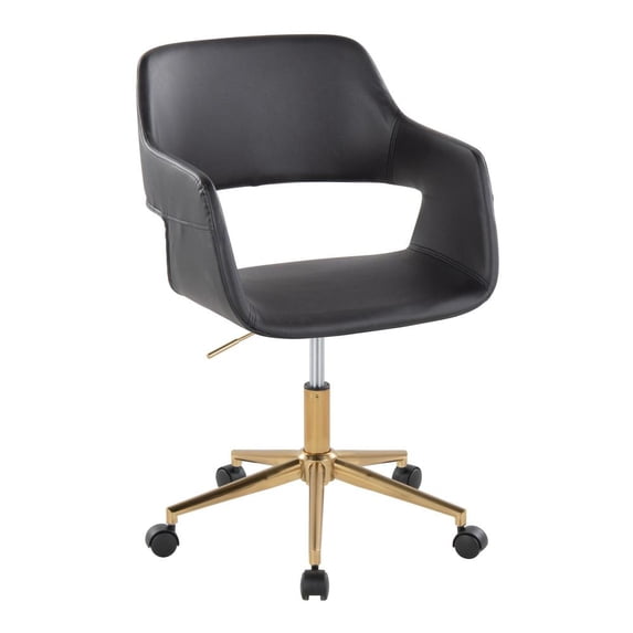 Margarite Task Chair, Home Office Chair with Wheels, Black Office Chair, Computer Chair, Home Office Desk Chair Comfy, Contemporary Desk Chair (Black Faux Leather)