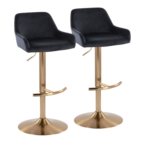 Daniella Adjustable Bar Stool, Gold Bar Stools, Bar Chairs, Swivel Bar Stools, Bar Stools Set of 2