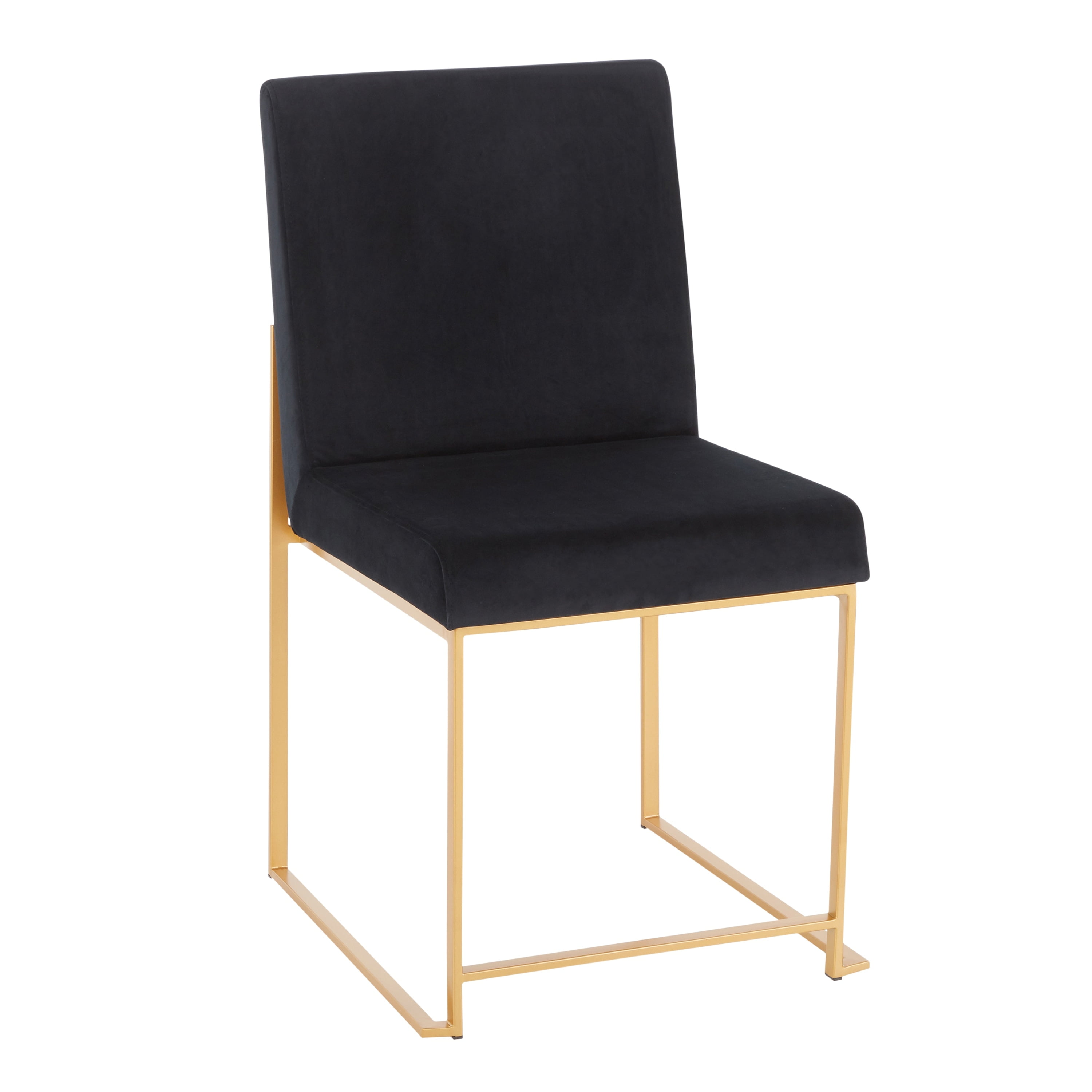 Fuji Black Velvet Upholstered High Back Side Chair with Gold Metal Frame
