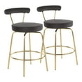 thumbnail image 1 of Rhonda Glam Counter Stool In Gold Metal And Black Velvet - Set Of 2, 1 of 5