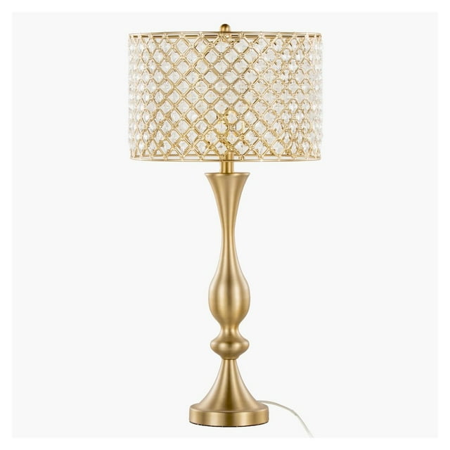 LumiSource Gold Metal, Clear Crystal Topaz 27" Metal Table Lamp