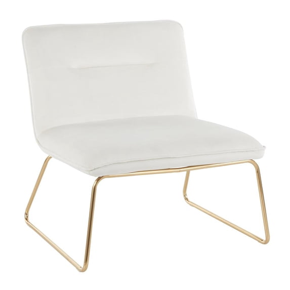 LumiSource Gold Metal, Cream Velvet Casper Accent Chair
