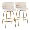 thumbnail image 1 of Cinch 26" Glam/Art Deco Fixed-Height Counter Stool with Swivel in Gold Metal and Cream Velvet with Round Footrest by LumiSource - Set of 2, 1 of 4