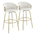 thumbnail image 1 of LumiSource Gold Metal, Cream Velvet Claire 30" Fixed-Height Barstool - Set of 2, 1 of 4