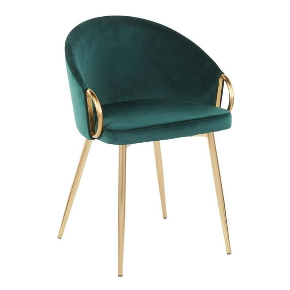 LumiSource Gold Metal, Emerald Green Velvet Claire Chair
