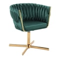 thumbnail image 1 of LumiSource Gold Metal, Green Velvet Braided Renee Swivel Accent Chair, 1 of 4