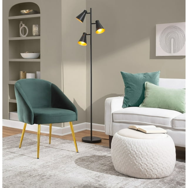 LumiSource Gold Metal, Green Velvet Shiraz Chair