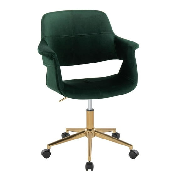 LumiSource Gold Metal, Green Velvet Vintage Flair Office Chair