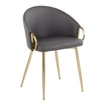 LumiSource Gold Metal, Grey PU Claire Chair