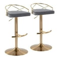 thumbnail image 1 of LumiSource Gold Metal, Grey Velvet Charlotte Glam Adjustable Barstool - Set of 2, 1 of 10