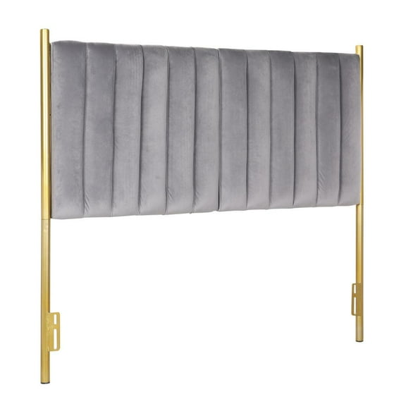 LumiSource Gold Metal, Grey Velvet Chloe Headboard