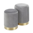 thumbnail image 1 of Lumisource Marla Contemporary Nesting Pleated Ottoman Set in Gold Metal and Grey Velvet, 1 of 11