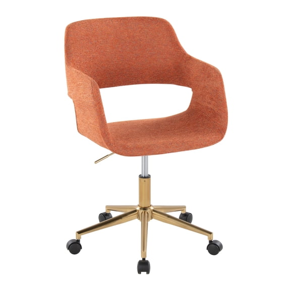 Margarite Task Chair, Home Office Chair with Wheels, Black Office Chair, Computer Chair, Home Office Desk Chair Comfy, Contemporary Desk Chair (Orange Fabric)