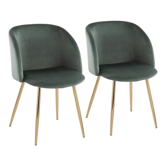 LumiSource Gold Metal, Sage Green Velvet Fran Chair - Set of 2