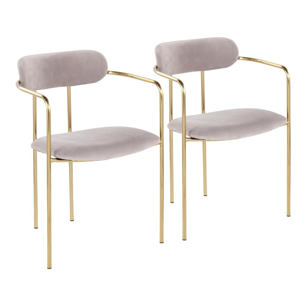 Pearl Silver Velvet Upholstered High Slat Metal Armchair