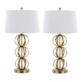 thumbnail image 1 of 29.5" Gold Plated Table Lamps w/ Off-White Linen Drum Shades (Set of 2), 1 of 5