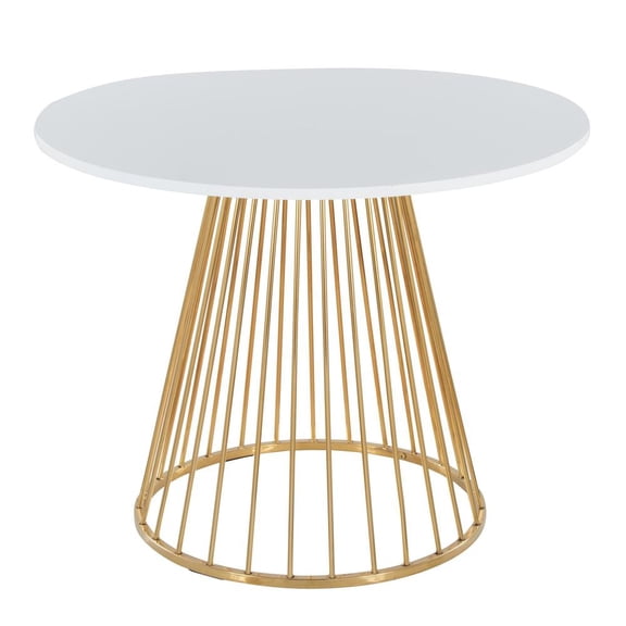LumiSource Gold Metal, White MDF Canary Cosmo Dining Table