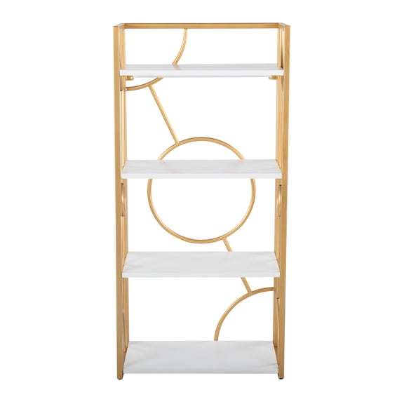 Silver Orchid Loretta Bookcase White Wood/Gold Metal