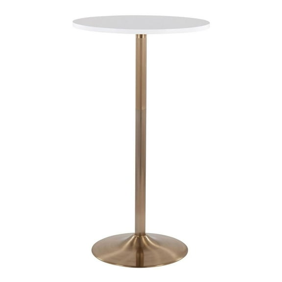 LumiSource Gold Metal, White MDF Pebble Dining or Bar Table