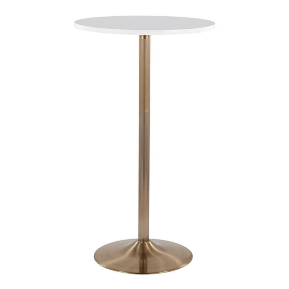 LumiSource Gold Metal, White MDF Pebble Dining or Bar Table