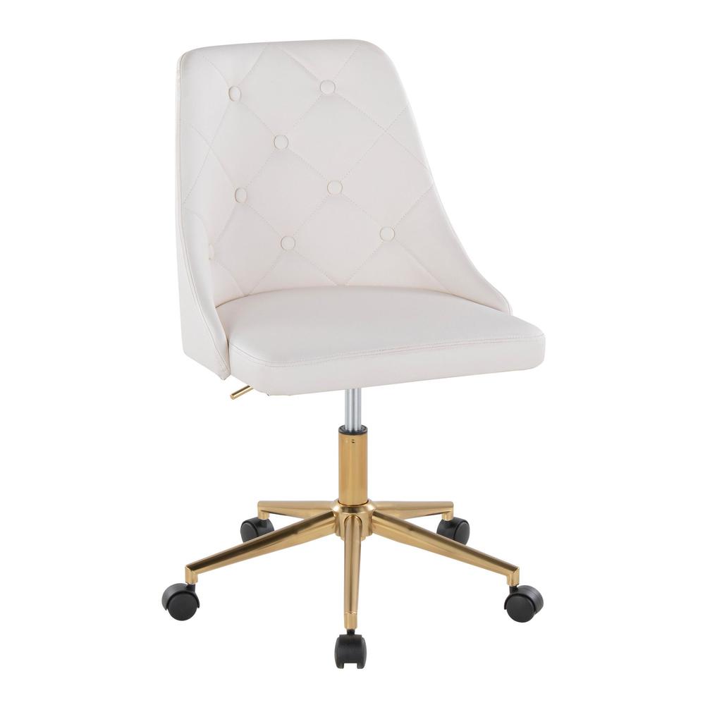 LumiSource Gold Metal, White PU Marche Task Chair - Walmart.com