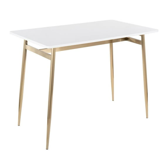 LumiSource Gold Metal, White Wood Marcel Counter Table