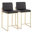 thumbnail image 1 of LumiSource Gold Steel, Black PU Fuji High Back Counter Stool - Set of 2, 1 of 10