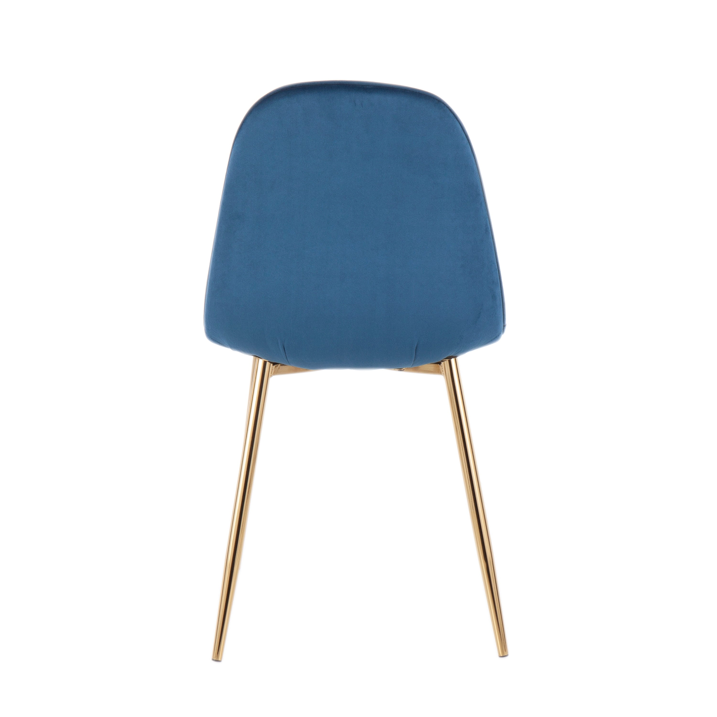 Blue Velvet and Gold Steel Upholstered Side Chair Set
