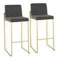 thumbnail image 1 of Fuji Contemporary High Back Barstool In Gold Steel And Charcoal Fabric - Set Of 2, 1 of 8