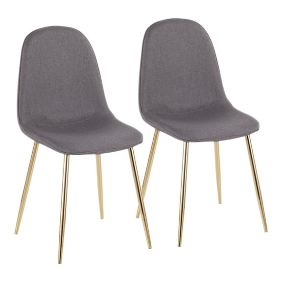 LumiSource Gold Steel, Charcoal Fabric Pebble Chair - Set of 2
