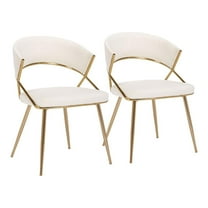 LumiSource Gold Steel, Cream Velvet Jie Dining Chair - Set of 2