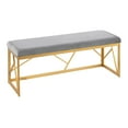 thumbnail image 1 of LumiSource Gold Steel, Grey Velvet Folia Metal Bench, 1 of 7