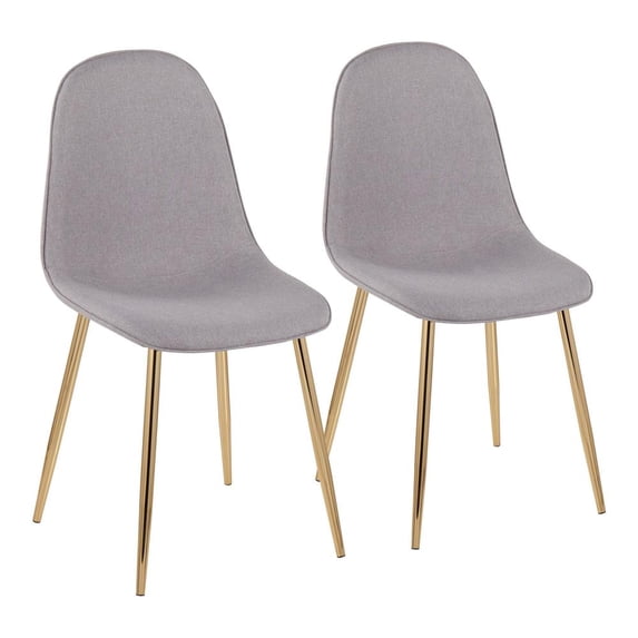 LumiSource Gold Steel, Light Grey Fabric Pebble Chair - Set of 2