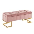 thumbnail image 1 of Lumisource Midas Contemporary/Glam Storage Bench in Gold Steel and Pink Velvet, 1 of 11