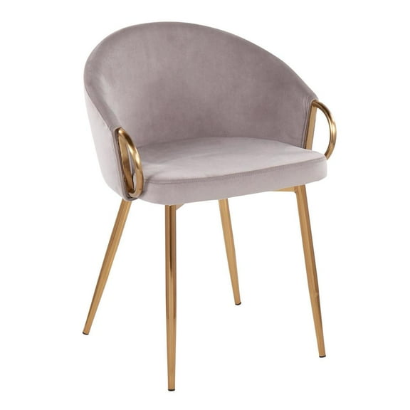 LumiSource Gold Steel, Silver Velvet Claire Chair